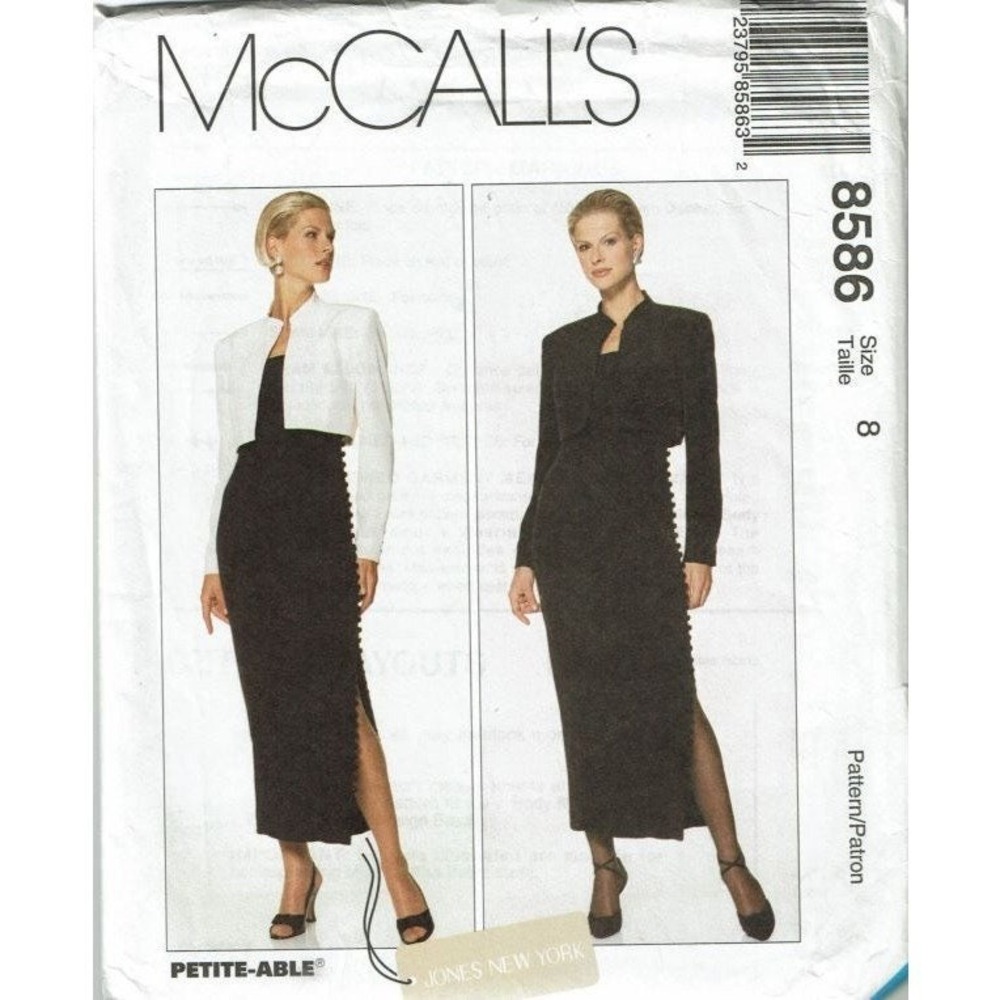 McCall's Sewing Pattern 8586 Lined Jacket Dress Misses Size 8